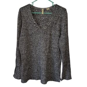 3/$20 Chenault Charcoal Gray Long Sleeve Knit Top